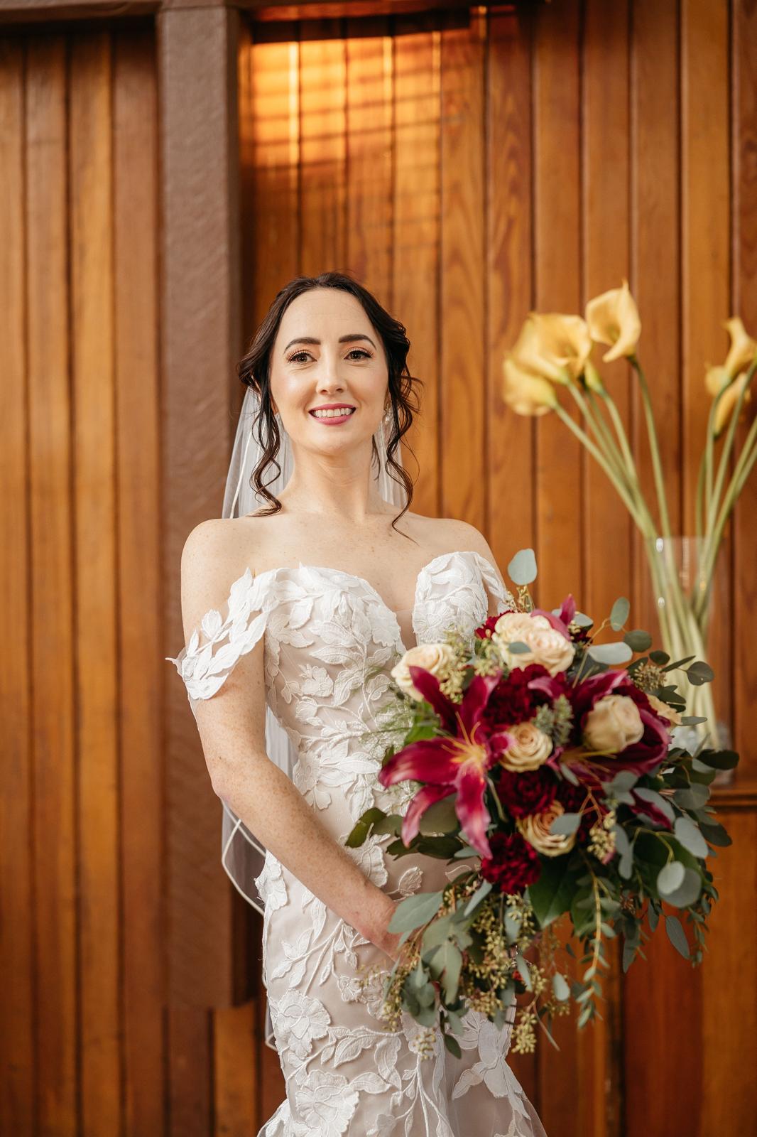 Bride with bouquet portrait