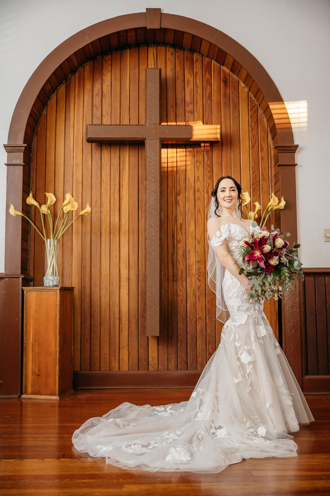 Bride at church altar