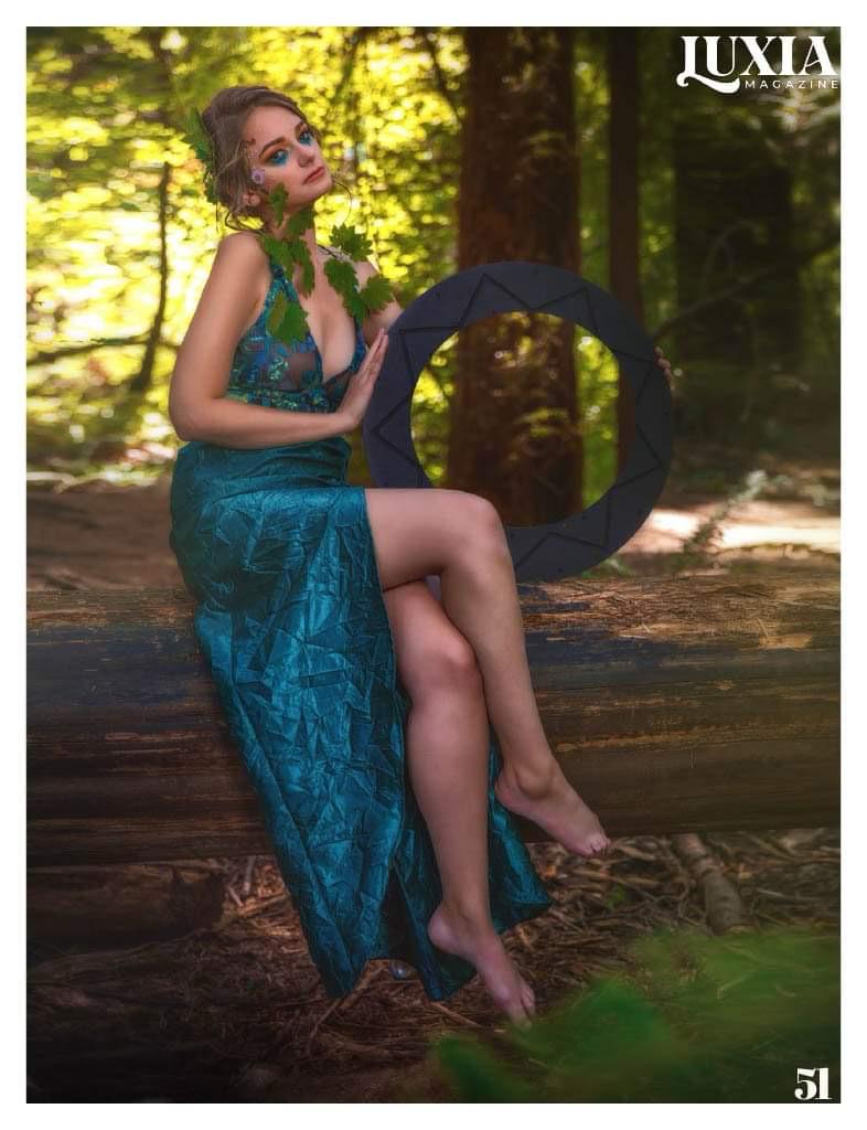 Editorial teal gown forest fae