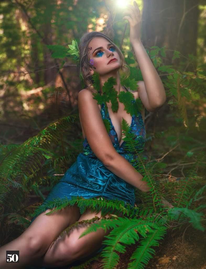 Editorial forest nymph with blue eyeshadow
