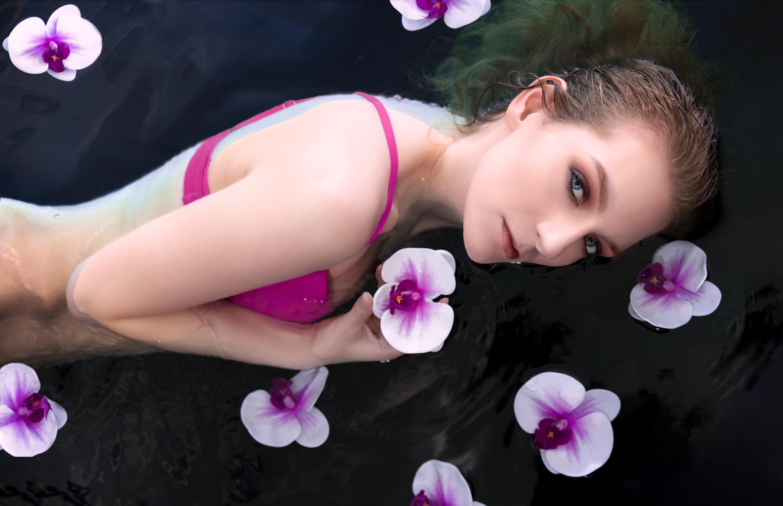 Editorial orchid water beauty shot